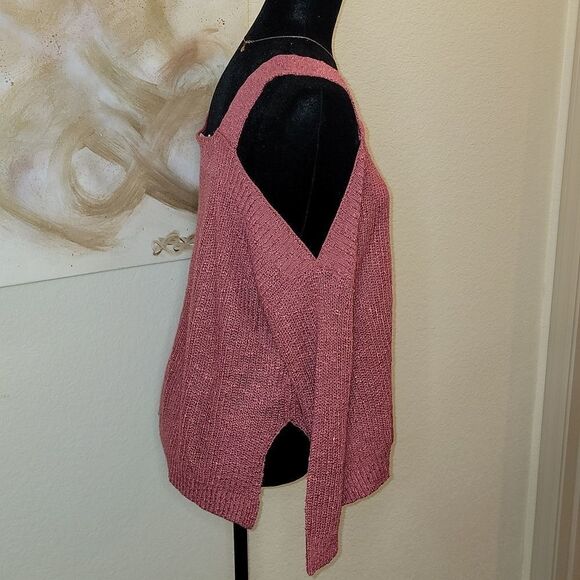 Sexy cut-out Shoulder Sweater Rose Color - Picture 6 of 11